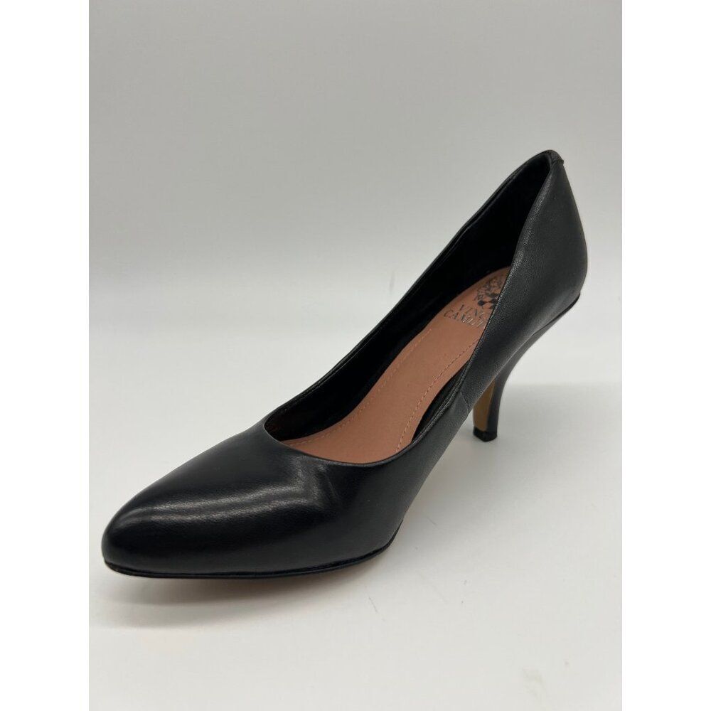 Vince Camuto Vickiy Women Black Leather Pumps Heels Size 6.5M